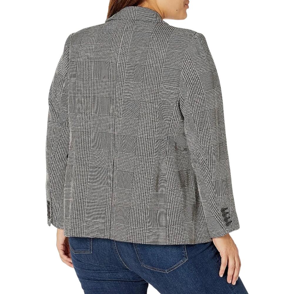 Calvin Klein Womens Glen Plaid One Button Blazer Size 22W Polyester Blend